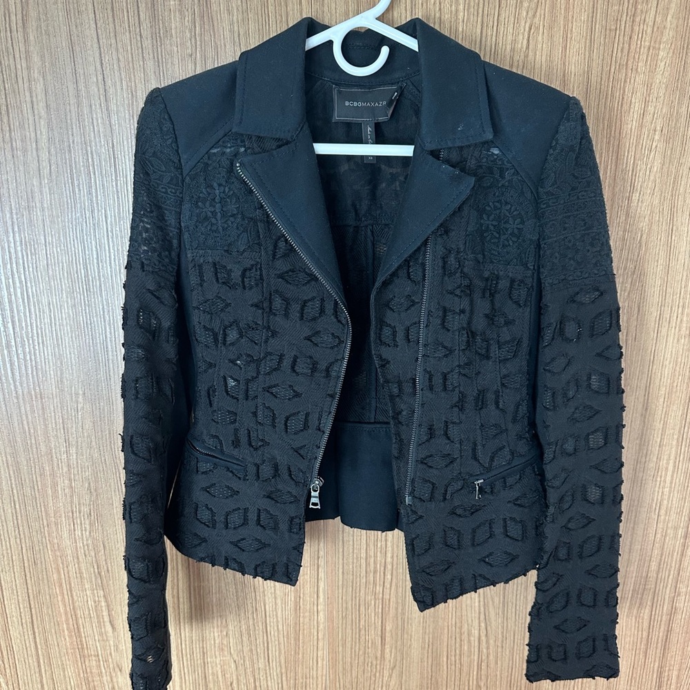 BcbgMaxAzria Black Boe Lace Moto Jacket xs